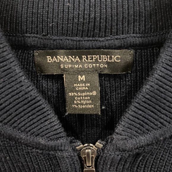 Banana Republic Sweater Bomber Jacket With COOLMAX® Technology Navy Size Medium - Picture 2 of 3